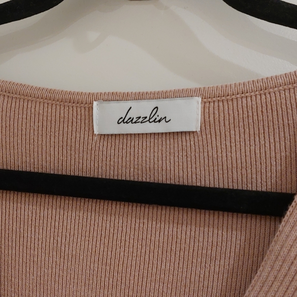 Knit Pleated Belted Maxi Dress - Blush - Picture 8 of 8